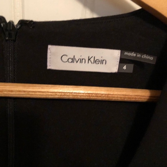 Calvin Klein Black Cocktail Dress Feather Cuff - Picture 3 of 5